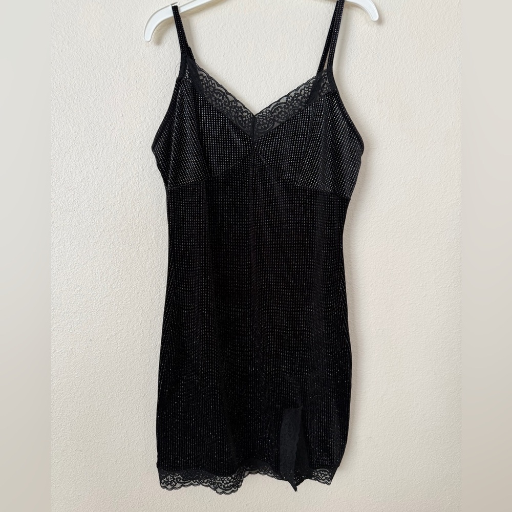 Forever 21 Black Lace-Trim Sparkle Dress